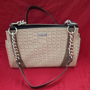 Miche Cream Crocodile-Pattern Shoulder Bag